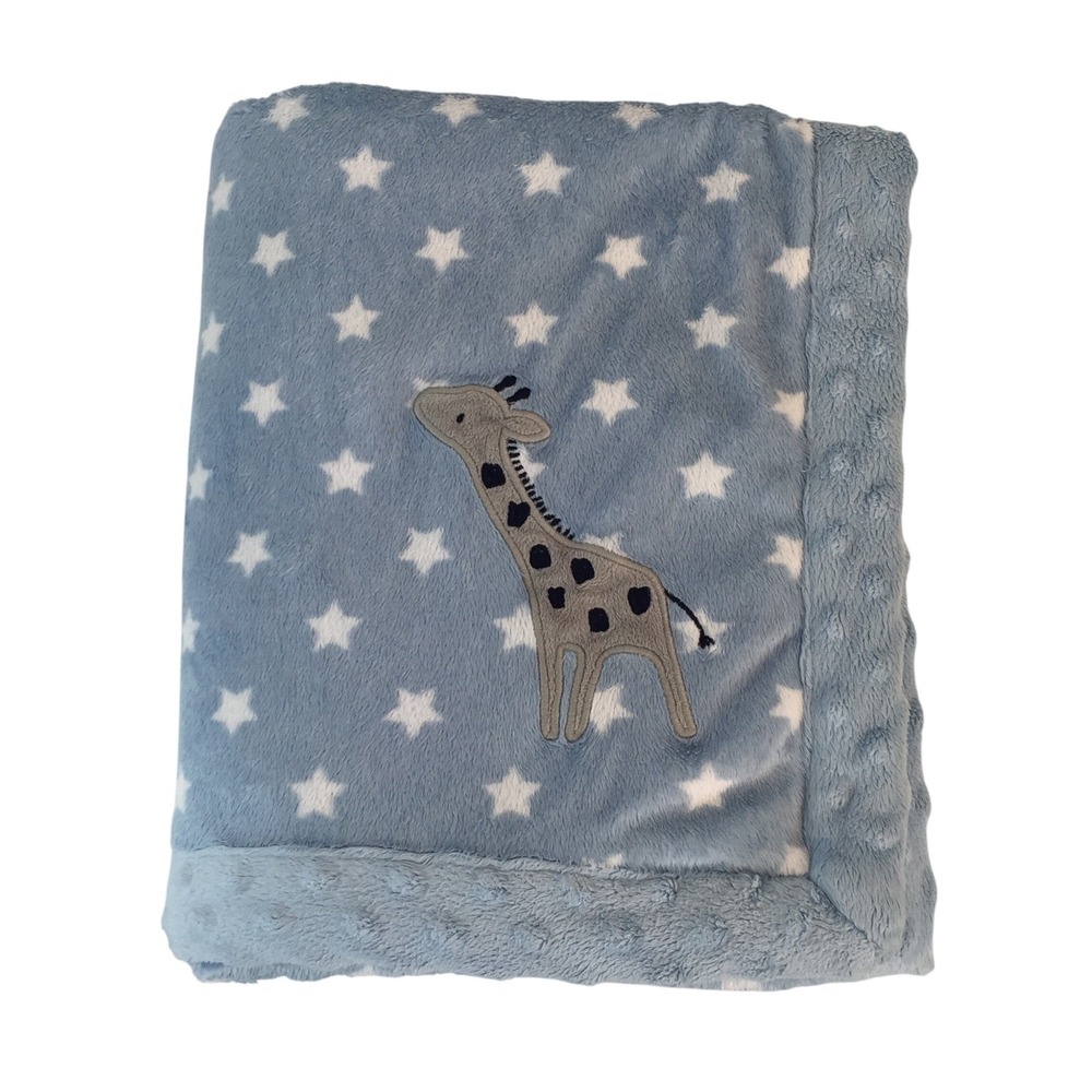 Child of Mine by Carters‎ Baby Blanket Blue Star Giraffe Sherpa Fleece 29x38"